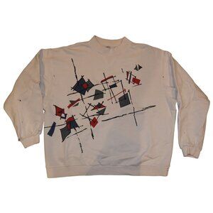 Vintage 1990s Nike Gray Tag Abstract Print Crew Neck Sweatshirt Men's XL
